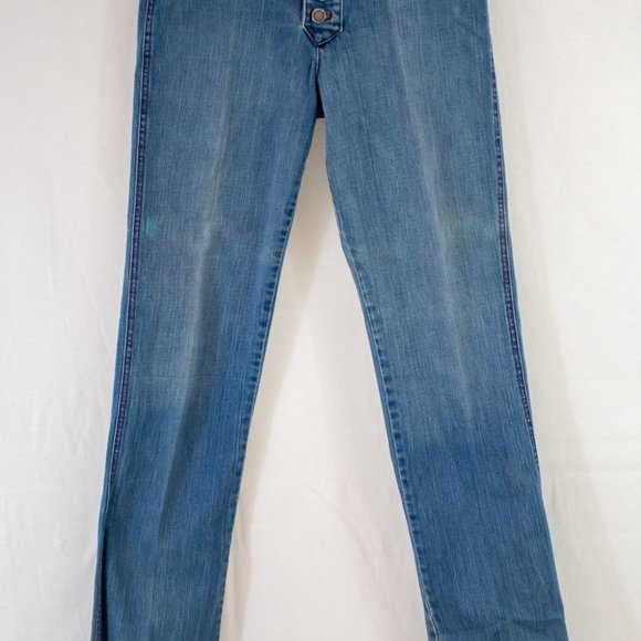 Rag City Blues Button Up Jeans, 9/10, Medium Blue w/red stitch - Picture 2 of 8